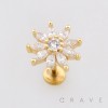 MULTI-LAYERED MARQUISE-CUT CUBIC ZIRCONIA FLORAL CLUSTER LABRET STUD 316L SURGICAL STEEL LABRET SET